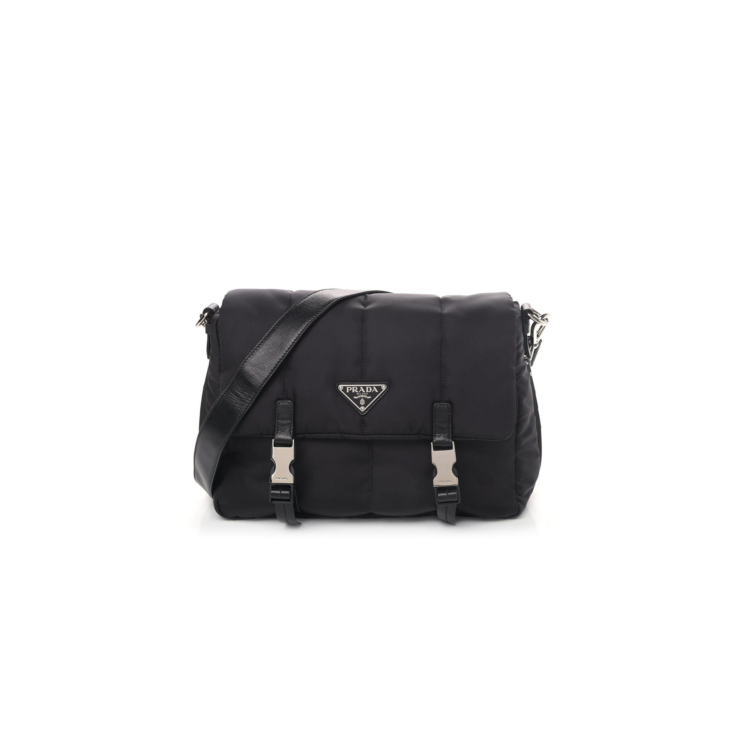 PRADA TESSUTO NYLON BOMBER MESSENGER BLACK 1BH618 (27*23*10cm) 